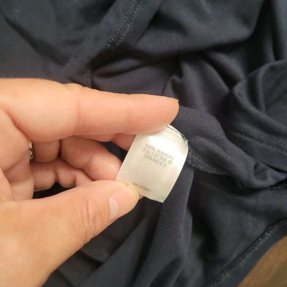 J Jill Wearever Collection Womens Medium Navy Blue Blouse Short Sleeve VGUC - Picture 4 of 4